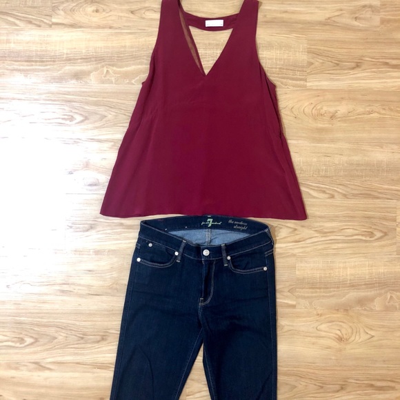 Matison Stone Deep Red Silk Blouse - Picture 3 of 3